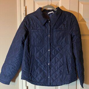Staccato Women's Navy Quilted Snap-Front Jacket Shacket - Small